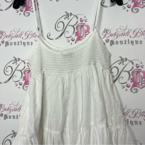 Joe & Kate tank top distressed ruffle frilly zip up side white cute boho shirt - Picture 3 of 8